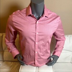 Tommy Hilfiger Men’s Pink Dress Shirt Slim Fit Stretch Size 17 34/35
